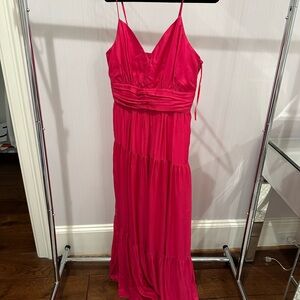 Intermix Noelle tiered maxi dress in a pink silk blend